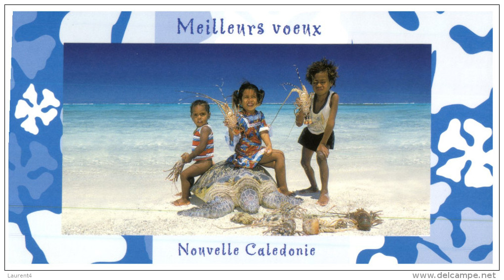 (362) New Caledonia - Children On Beach With Tortoise, Lobster And Good Wishes (new Year) - Schildkröten