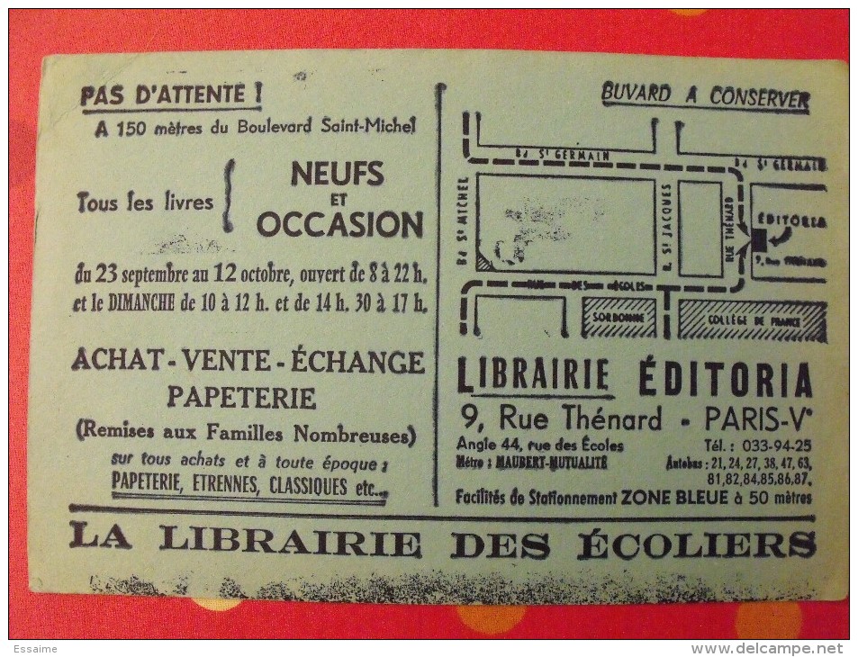 Buvard Librairie éditoria. écoliers. Paris. Vers 1950 - L