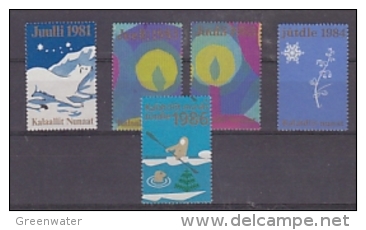 Greenland Between 1981 And 1986 5 Christmas Seals ** Mnh (24917) - Unused Stamps