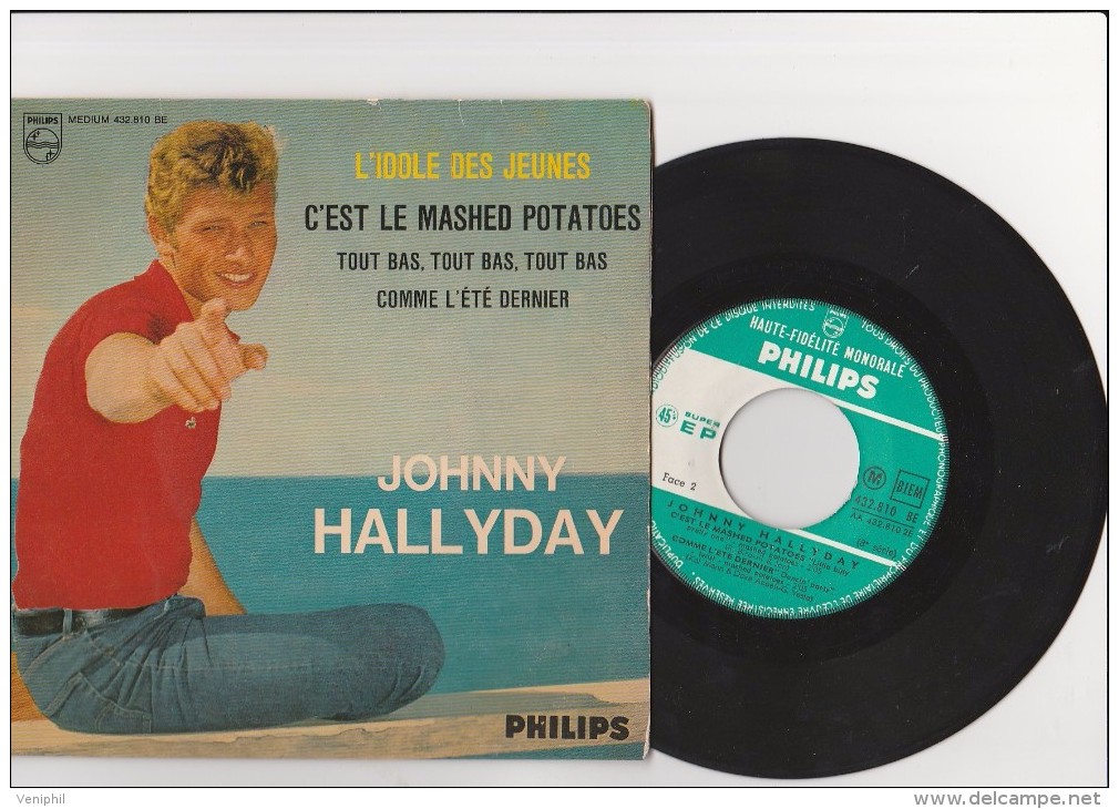 VYNILE 45 T " JOHNNY HALLYDAY -  L'IDOLE DES JEUNES -PHILIPS - Rock
