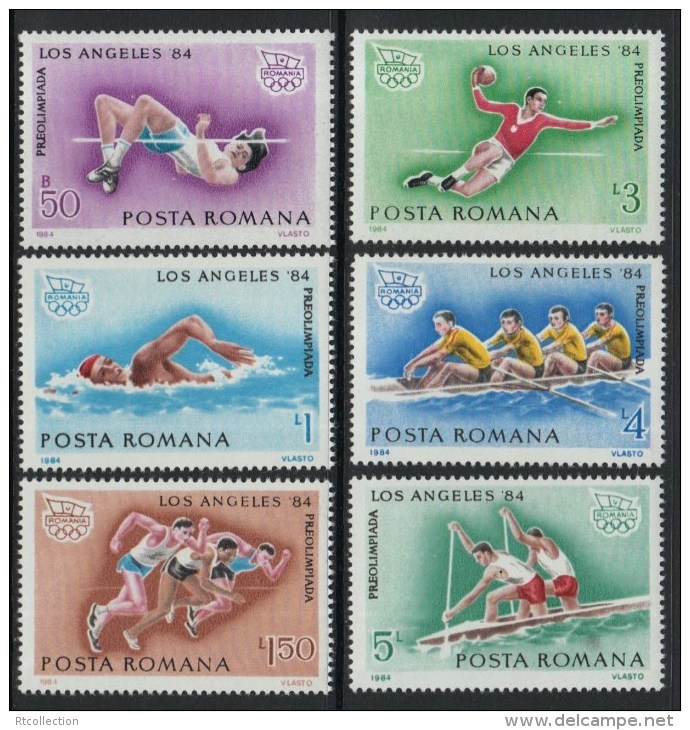 Romania 1984 Summer Olympic Games LOS ANGELES Sports Swmming Running Stamps MNH SC 3184-3189 Michel 4042-4047 - Ungebraucht