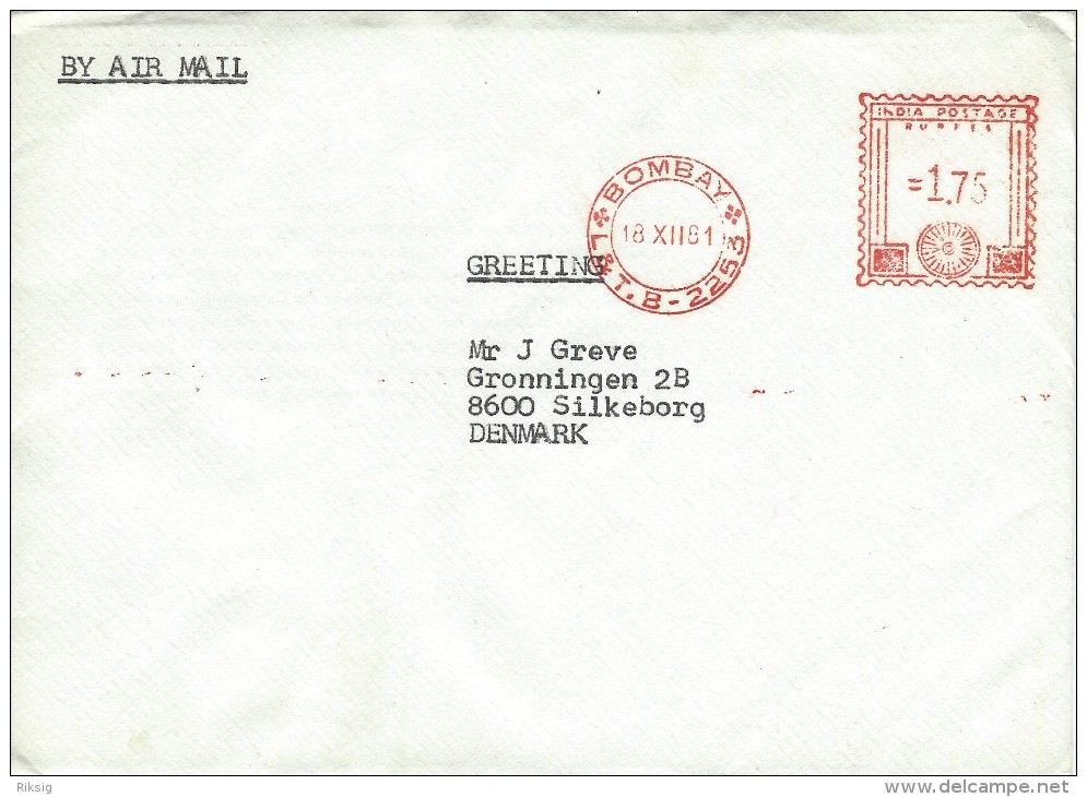 India - Cover With Metercancel. Sent To Denmark 1981.  H-544 - Covers & Documents