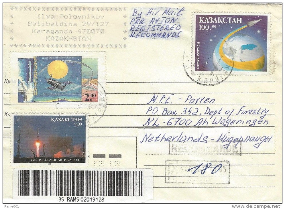 Kazakhstan 1994 Karaganda Space Barcoded Registered Cover - Kazachstan