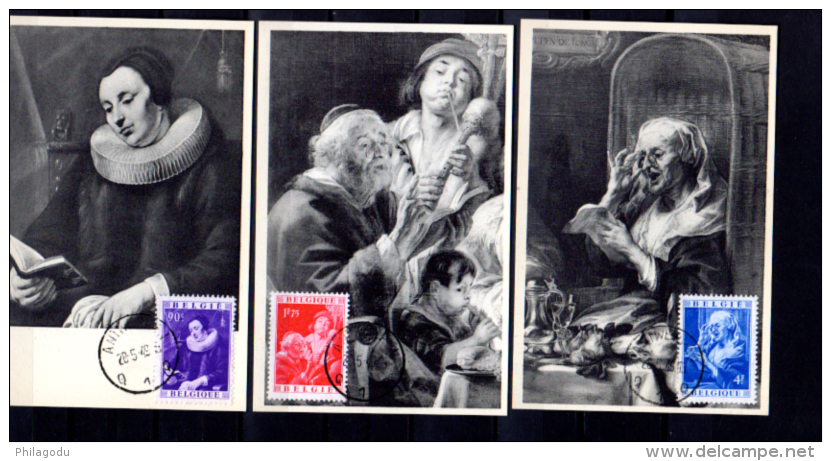 6 Tableaux De Jordaens  Et Roger Van Der Weyden, Sur Carte Maximum, Cote 320 € - 1934-1951