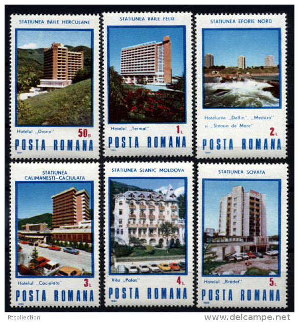 Romania 1986 Tourist Hotels Holidays Tourism Architecture Geography Places Building Stamps MNH SC 3373-3378 - Hotels, Restaurants & Cafés