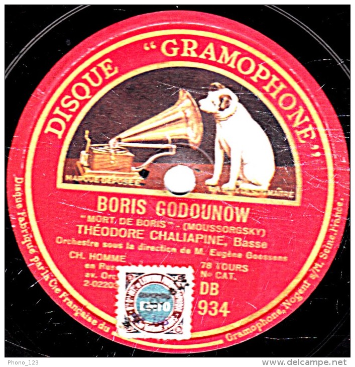 78 Trs 30 Cm état B - THEODORE CHALIAPINE - BORIS GODOUNOW -  LES ADIEUX DE BORIS - MORT DE BORIS - 78 T - Disques Pour Gramophone