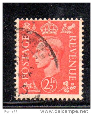 Y394 - GRAN BRETAGNA 1950 , Giorgio VI N. 254r  Usata . Filigrana Rovesciata - Usati