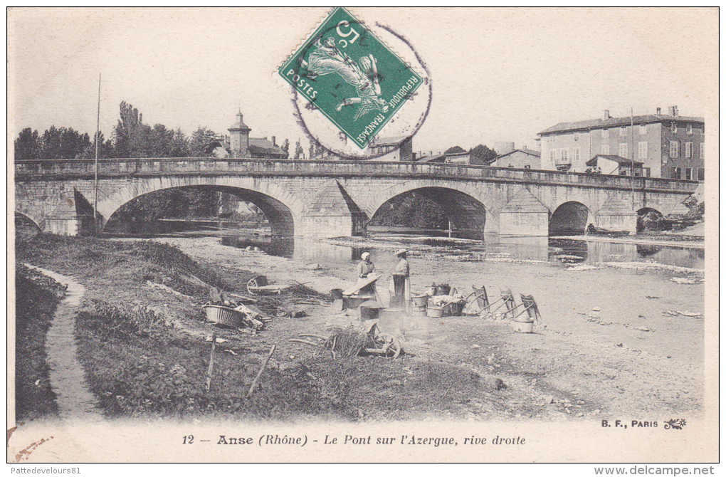 CPA  Animée (69)  ANSE Le Pont Sur L' Azergue Rive Droite Lavandière Laveuse Blanchisseuse - Anse