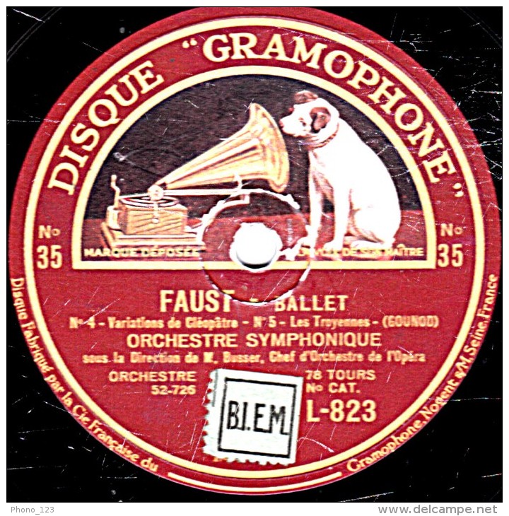 78 Trs 30 Cm état EX -  ORCHESTRE SYMPHONIQUE - FAUST  BALLET N°4 - 5 - 6 - 7 - 78 T - Disques Pour Gramophone