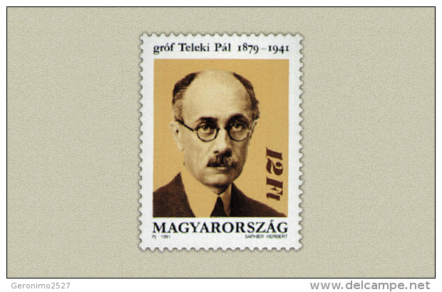 HUNGARY 1991 EVENTS 50 Years From The Death Of COUNT PAL TELEKI - Fine Set MNH - Nuevos