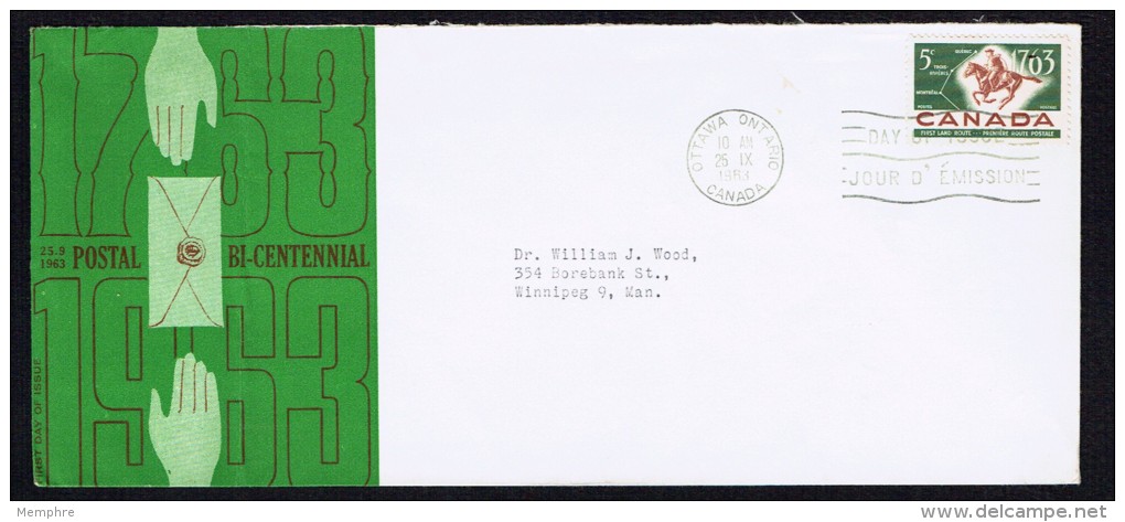 1963  Postal Service Bicentenary  Sc 413  Schering Cachet - 1961-1970