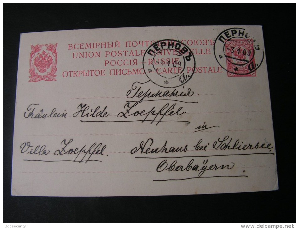 == Russland Karte Pernau 1909 - Stamped Stationery