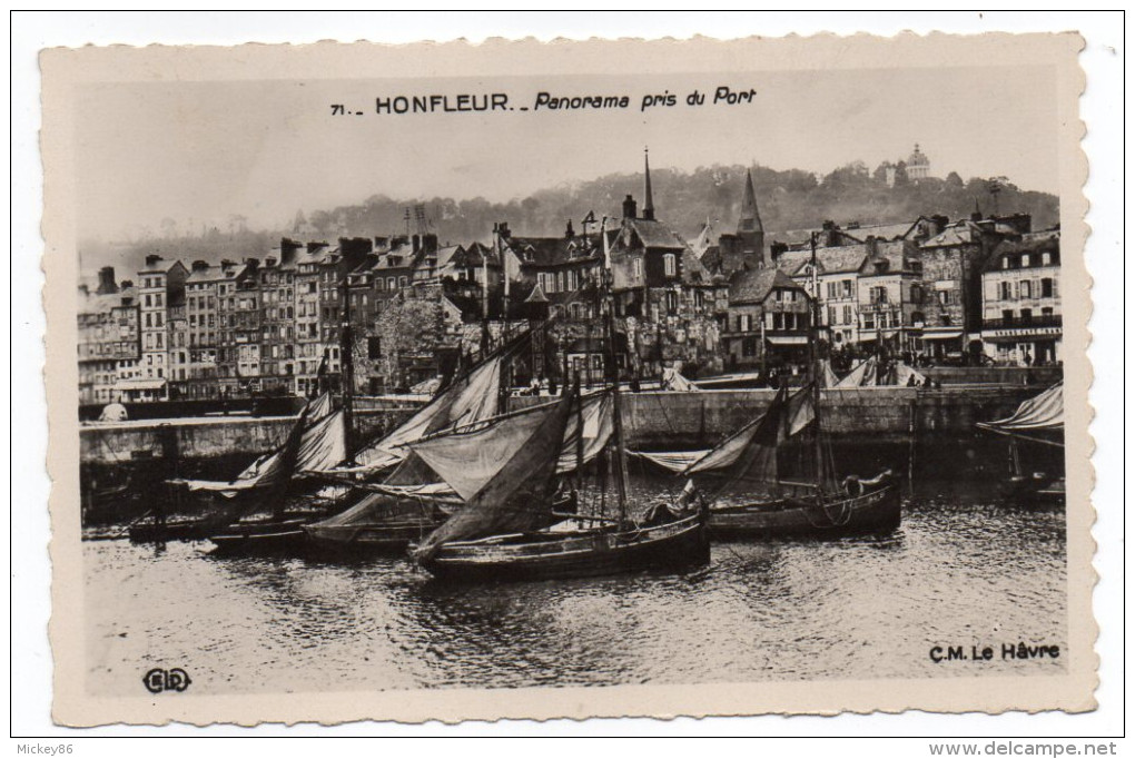 HONFLEUR--Panorama Pris Du Port (bateaux De Pêche),cpsm 14 X 9 N° 71  éd LUGEN Reprise éd ELD CM - Honfleur