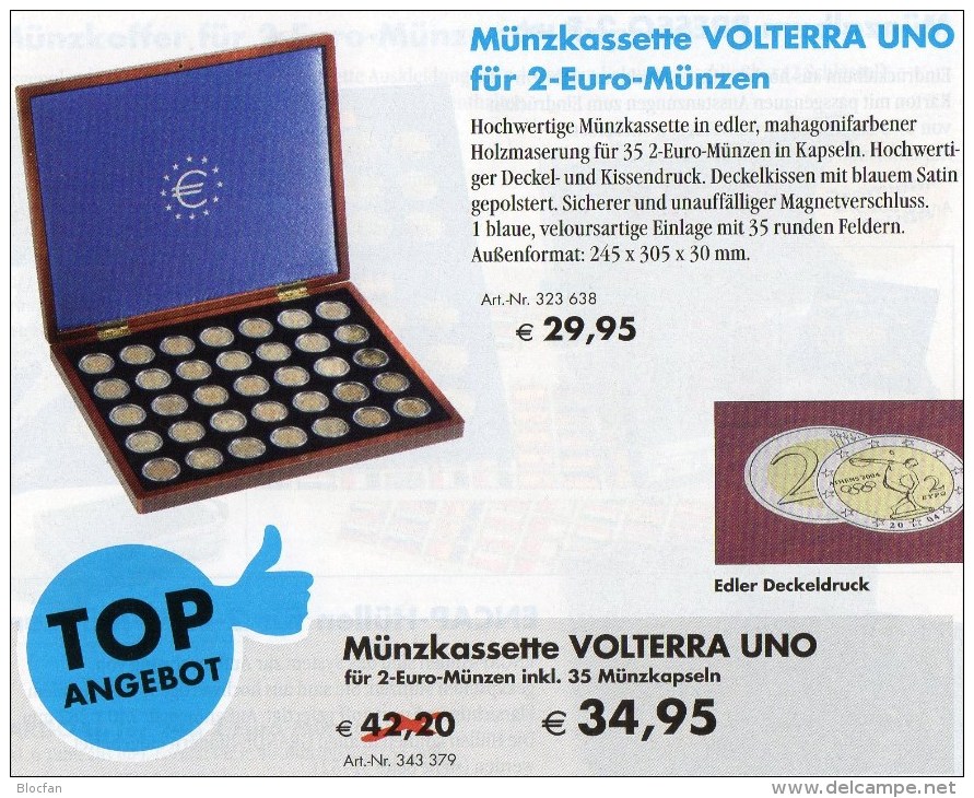 Klapp-Kassette VOLTERRA 2€-Europa 2012 Neu 42€ Für 35 Gedenkmünzen Zum Einlegen Der Verschiedenen EURO-Münzen In Kapseln - Autres & Non Classés