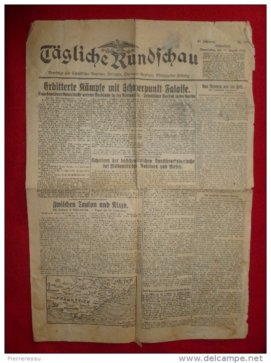 WW2 JOURNAL TAGLICHE RUNDSCHAU 1944 Toulon - Autres & Non Classés