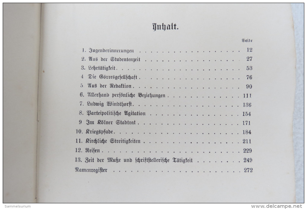 Dr. Hermann Cardauns "Aus Dem Leben Eines Deutschen Redakteurs" Um 1912 - Auteurs All.