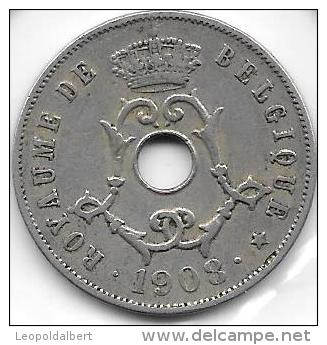 25 Centimes Cupro-nickel Léopold II 1908 FL - 25 Centimes