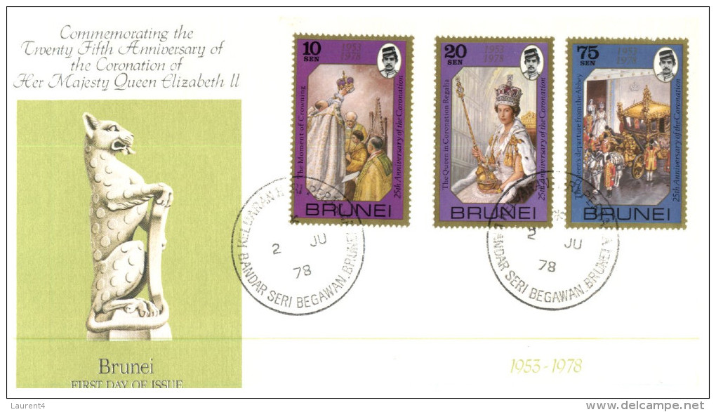 (PH 555) Brunei FDC Cover - 1978 = Queen Elizabeth II 20th Anni - Brunei (1984-...)