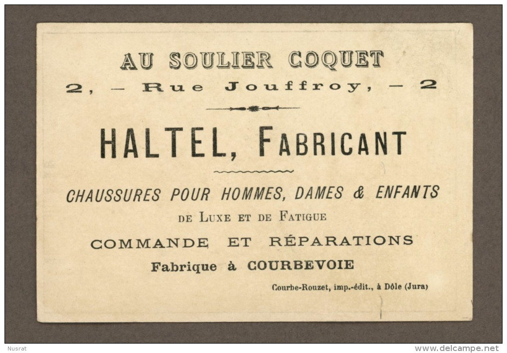 Au Soulier Coquet, Haltel, Jolie Chromo Dorée Lith. Courbe Rouzet, écoliers, Petit Blaise - Tea & Coffee Manufacturers
