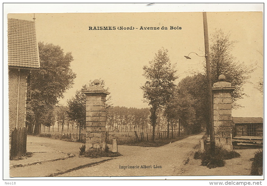 Raismes  Avenue Du Bois  1935  Timbre  Type Paix  Edit Albert Lion - Raismes