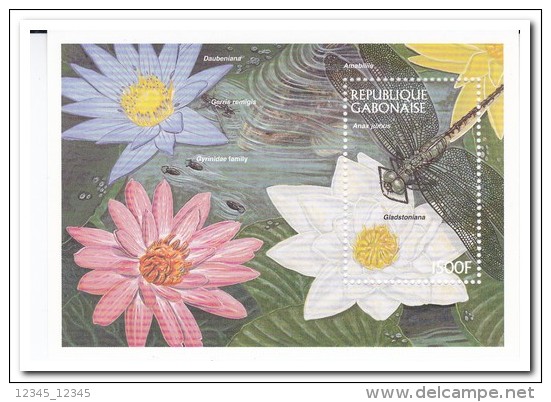 Gabon, Postfris MNH, Flowers, Dragonfly - Gabon