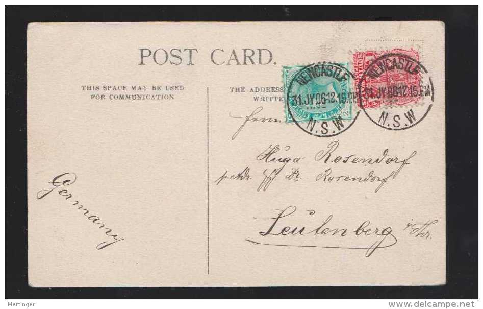 New South Wales Australia 1906 Picture Postcard NEWCASTLE BEACH To Leutenberg Germany - Covers & Documents