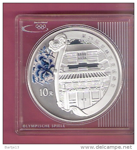 CHINA 10 YUAN 2008 1 OZ SILVER PROOF OLYMPICS BEIJING 2008 TRADITIONAL RESIDENCE - Chine