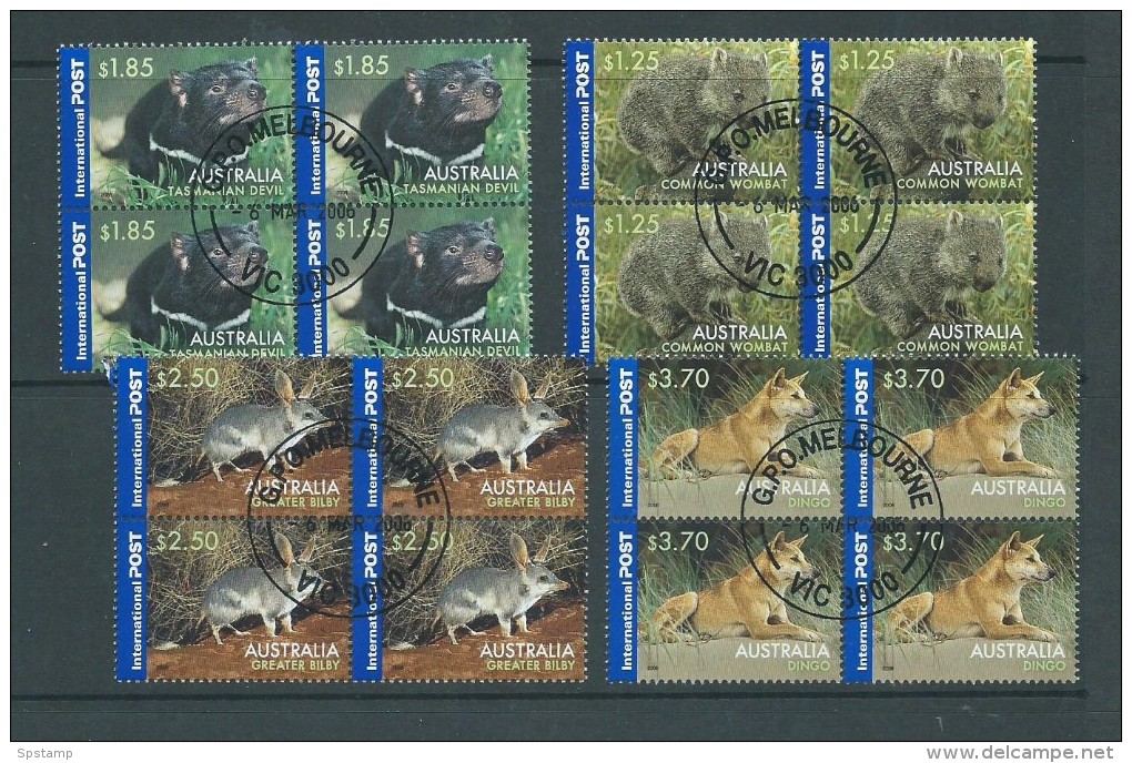 Australia 2006 Fauna Wildlife Internationals Top 4 Values VFU Blocks Of 4 Melbourne CTO - Used Stamps