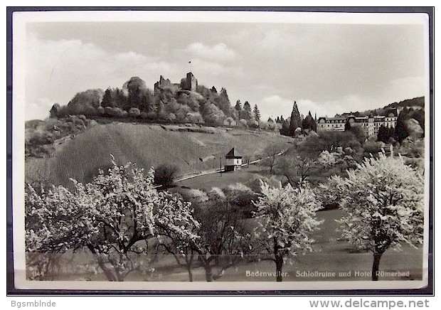 Alte Karte "BADENWEILER - Schloßruine Und Hotel Römerbad"   1940 - Badenweiler