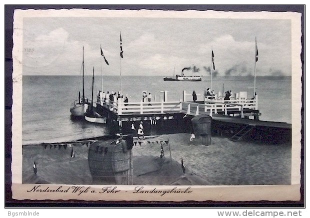 Alte Karte "Nordseebad WYK Auf FÖHR - Landungsbrücke"   1939 - Föhr