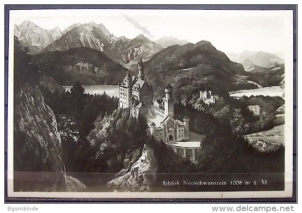 Alte Karte "NEUSCHWANSTEIN - Schloß"   Hohenschwangau 1934 - Schwandorf