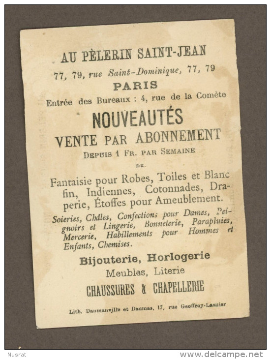 Paris, Au Pélerin St Jean,  Jolie Chromo Lith. Danmanville & Daumas, Couple, Jeune Femme Avec Pot Au Lait - Louit