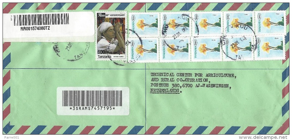 Tanzania 2004 Chuokiku Refugee Flower Barcoded Registered Cover - Tanzania (1964-...)