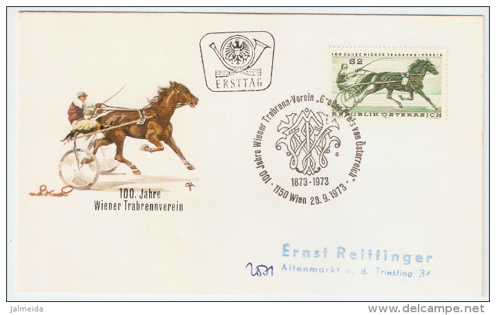 Austria – 1973 – FDC – 100 Anniversaire De L'Association Viennoise Des Courses De Trot - FDC