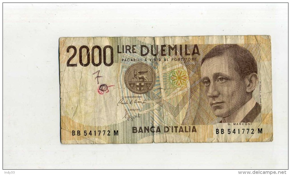 - ITALIE . BILLET DE 2000 L. 1990 . - 2000 Lire