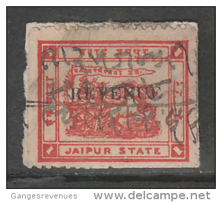 JAIPUR State India  1A  Chariot  Postage Stamp O/p Revenue # 86298 Inde Indien Fiscaux Fiscal Revenue - Jaipur