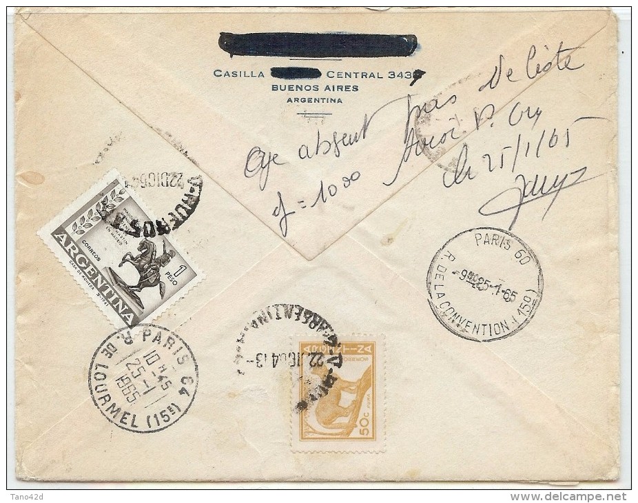 LBL33C - ARGENTINE LETTRE RECOMMANDÉE   BS AIRES / PARIS 22/12/19643 - Poste Aérienne