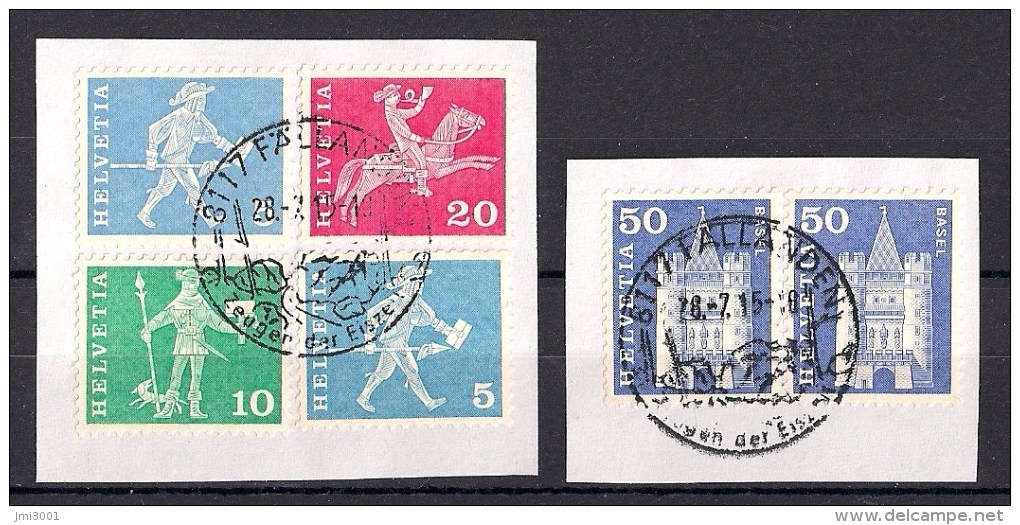 Suisse 1960/63 YT 643A/651A   Mi 696R/699R + 704R  °  Roulette Roll - Franqueo