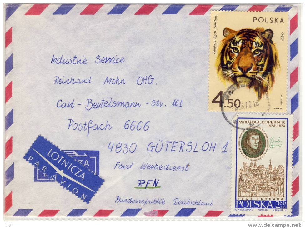 POLSKA - KETY,  1976 -  Lotnicza, Par Avion Air Mail , Mi:PL 2169, Sn:PL 1895, Stamp Panthera Tigris Sumatrac, Tiger - Posta Aerea