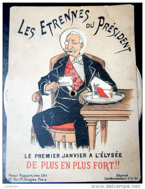 CARTON A SYSTEME LES ETRENNES DU PRESIDENT FELIX FAURE SYSTEME A ROULETTE AVEC DEUX FENETRES - Non Classés