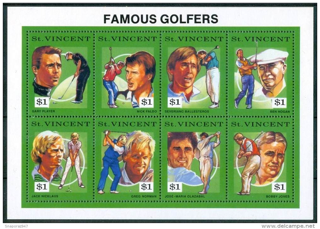 1991 St. Vincent  Sport Golf Block MNH** BL11 - Golf