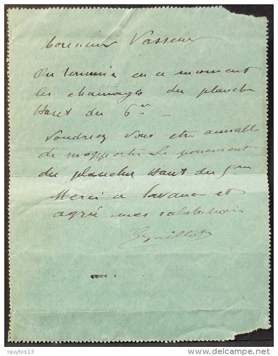 FRANCE 1919 Semeuse 30c Type 1 - ENTIER POSTAL CLPP3 - Carte Pneumatique 819 - Paris Batignolles Le 30 Du 7.1909  - BE - - Pneumatische Post