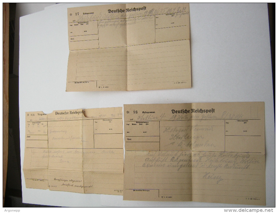 1943,ca., 3 Telegramme Aus Stettin Bzw. Heidebrink - Briefe U. Dokumente