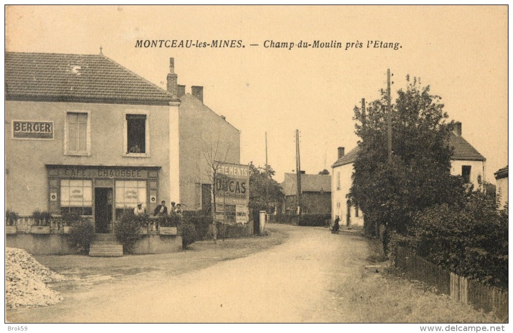 71 MONTCEAU LES MINES - CHAMP DU MOULIN PRES L ETANG ( DEVANTURE CAFE CHAUSSEE ) - Montceau Les Mines