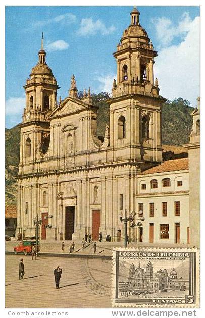 Lote PEP891, Colombia, Postal, Postcard, Tarjeta Maxima, Maximun Card, Bogota, Catedral, Church, 115 - Colombie