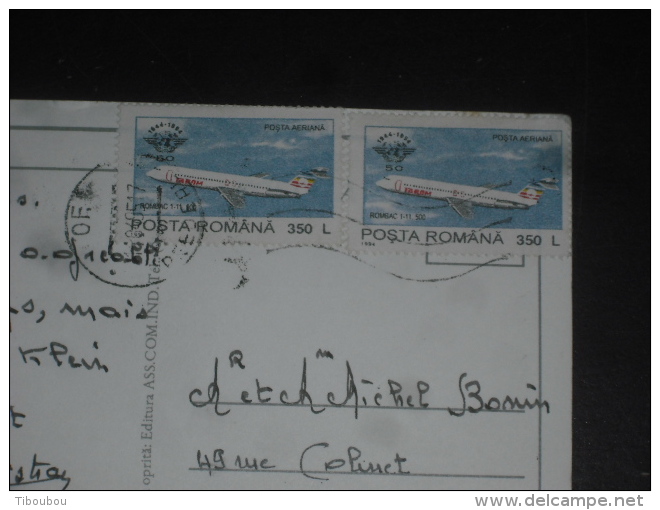 LETTRE ROUMANIE ROMANIA ROMANA AVEC YT PA 316 - AVION ROMBAC 111 500 - CHATEAU DRACULA VAMPIRE - VLAD DRACUL - - Covers & Documents