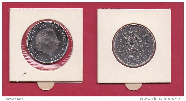 NEDERLAND, 1969, VF Coin, 2,5 Gulden, Queen Juliana, Nickel ,  COCK, C9240, - 1948-1980 : Juliana