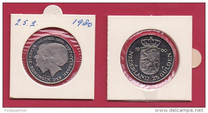 NEDERLAND, 1980, XF Coin, 2,5 Gulden, Juliana Investiture Queen Beatrix, Almost Proof ,  C9233, - 1948-1980 : Juliana