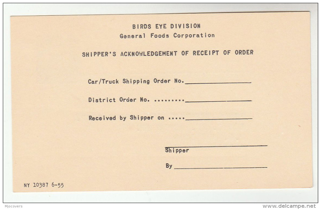 1955 USA  BIRDS EYE FOOD Co Postal STATIONERY CARD Cover Stamps  United States - 1941-60