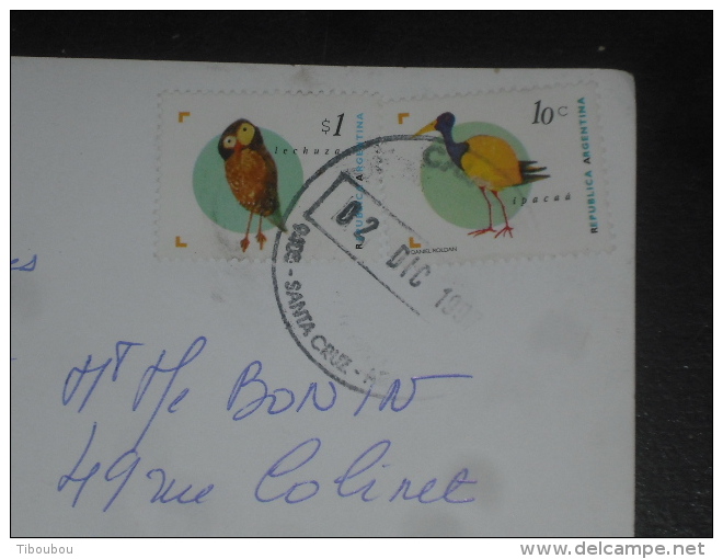 LETTRE ARGENTINE ARGENTINA AVEC YT 1889 ET 1959 - CHOUETTE OWL IPACAA - SANTA CRUZ PARC NATIONAL LOS GLACIARES - - Covers & Documents